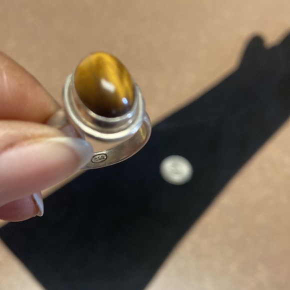 Natural Cat Eye & 925 Silver Ring - Picture 7 of 8